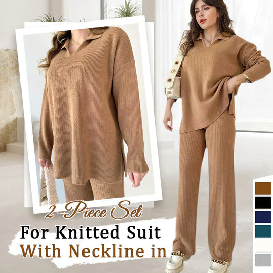 🍂Limited-Time 50% OFF🍂V-Neck Casual Slit Knitted Two-Piece Set