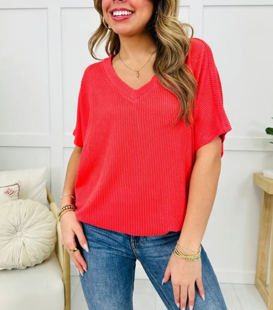 💥Women's V-Neck Versatile Casual Bat Sleeve T-Shirt Tops