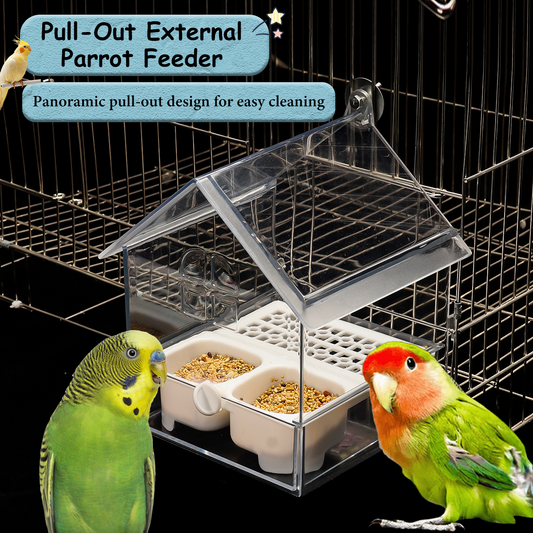 🦜Pull-Out External Parrot Feeder🏠