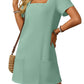 Women's Casual Square Neck Pocket Short Sleeve Dress with Pockets