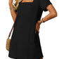 Women's Casual Square Neck Pocket Short Sleeve Dress with Pockets