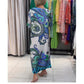 Elegant long dress with round neck and floral print