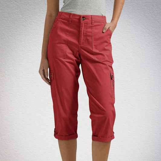 🍧Summer Hot Sale-50% OFF❤️‍🔥Multi-Pocket Solid Color Casual Cargo Capri Pants