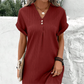 🌷Summer Hot Sale 🍃Simple Solid Color V-Neck Short Sleeve Dress for Women