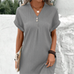 🌷Summer Hot Sale 🍃Simple Solid Color V-Neck Short Sleeve Dress for Women