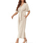 💖Women's Elegant V-Neck Wide Leg Waist Tie Jumpsuit