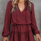 Women's V-Neck Ruffle Trim Dress