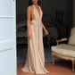 Elegant Deep V-Neck Pleated Halter Backless Maxi Dress