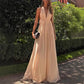 Elegant Deep V-Neck Pleated Halter Backless Maxi Dress