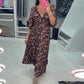 💜Time-limited Special 50%OFF⏰V-neck Printed Maxi Dress with 3/4 Sleeves