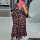 💜Time-limited Special 50%OFF⏰V-neck Printed Maxi Dress with 3/4 Sleeves