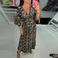 💜Time-limited Special 50%OFF⏰V-neck Printed Maxi Dress with 3/4 Sleeves