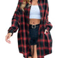 🔥2025 NEW SALES - 50% OFF🔥Women's Autumn Button Down Flannel Shirts Plaid Shacket Collared Long Jacket Coats
