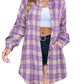 🔥2025 NEW SALES - 50% OFF🔥Women's Autumn Button Down Flannel Shirts Plaid Shacket Collared Long Jacket Coats